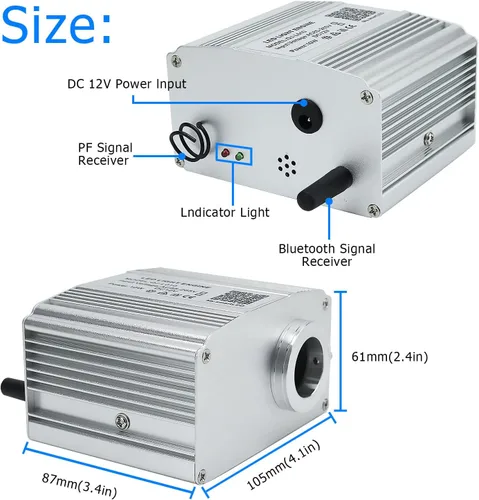 Miniatura 4 de AZIMOM Caja de luz de estrellas de fibra óptica centelleante de 10 W, fuente de luz de fibra óptica RGBW activada por sonido, aplicación/control