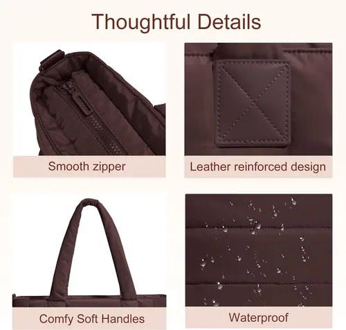 Miniatura 6 de Bolso de mano acolchado para mujer, bolso grande de enfermera, bolso de hombro con cremallera para trabajo y viajes