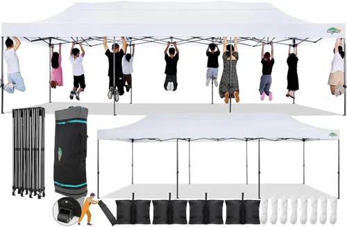 Miniatura 23 de COBIZI Toldo desplegable de 6.6 x 6.6 pies sin pared lateral, toldo resistente UPF 50+ para todas las estaciones, resistente al viento e Azul