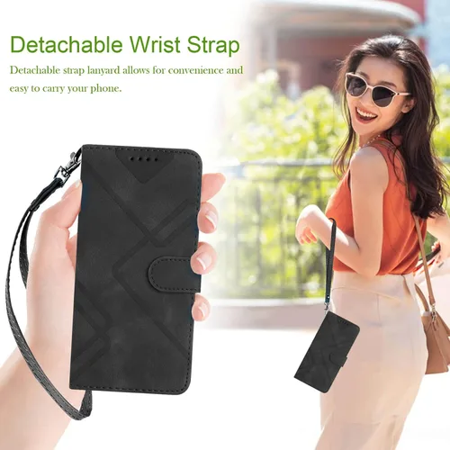 Miniatura 4 de Funda para teléfono Moto G Stylus 5G 2022, tarjetero de cuero, correa de muñeca, cierre magnético, a prueba de golpes, funda con tapa