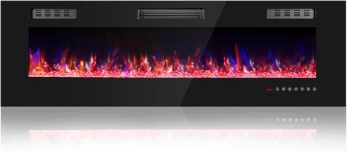 Miniatura 13 de Chimenea eléctrica de 36 pulgadas con cristal, inserto de chimeneas eléctricas, chimenea montada en la pared/empotrada con control remoto, llama