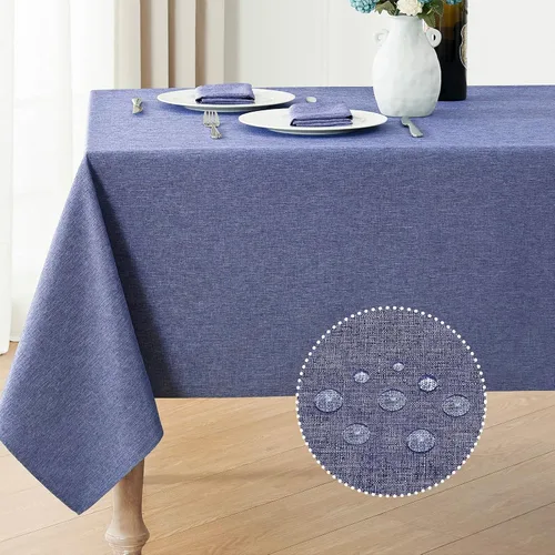 Miniatura 33 de Veblandy Mantel rectangular impermeable de 60 x 104 pulgadas, mantel texturizado de lino, resistente a las manchas y a las arrugas, lavable, mantel