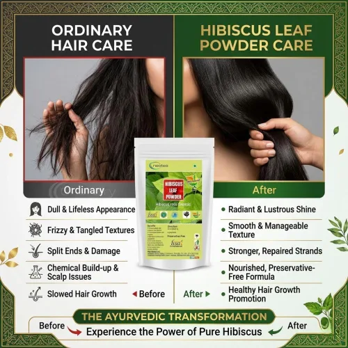 Miniatura 7 de Neotea Polvo de hoja de hibisco Sembaruthi Ilai Tratamiento natural de caída del cabello, promueve el crecimiento del cabello, lavado de cabello