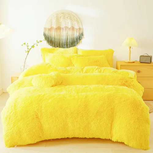 Miniatura 31 de Besfunny Juego de funda de edredón de felpa mullida y acuática Twin Set – Juego de ropa de cama de piel sintética de felpa acuática de 2 piezas