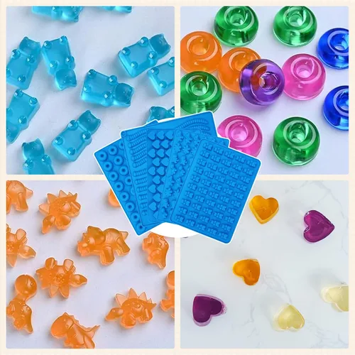Miniatura 7 de Sidosir 7 moldes de silicona para ositos de gomitas, molde antiadherente para chocolate con gusanos para fiestas, corazón gomoso para bricolaje