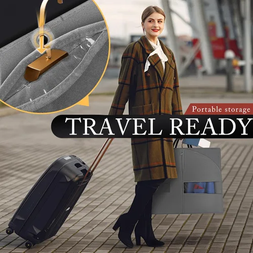Miniatura 3 de Paquete de 5 bolsas de traje de 40 pulgadas para viajes y almacenamiento, bolsas de ropa para colgar ropa con cremallera y ventana transparente