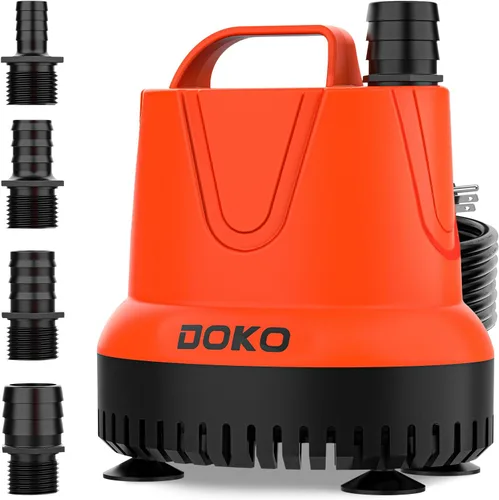 DOKO Bomba de agua sumergible pequeña, bomba de agua para pecera de 850GPH con cable de alimentación de 6 pies y asa, bombas de estanque ultra