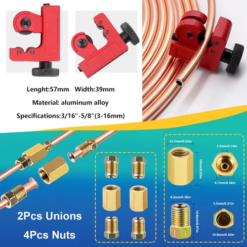 Miniatura 4 de smseace 26Pack Kit de línea de freno de 3/16 pulgadas Incluye 25 pies de líneas de freno bañadas en cobre con accesorios