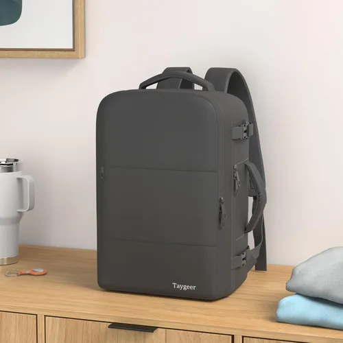 Miniatura 2 de Taygeer Mochila de viaje para laptop para hombres y mujeres, mochila de viaje aprobada por avión con bolsillo para botella de agua, bolsa de Negro