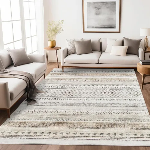Miniatura 13 de Art&Tuft Alfombra de área de 8 x 10 pies, súper suave, ultrafina, marroquí, lavable, antideslizante, para sala de estar, plegable, geométrica, Gris