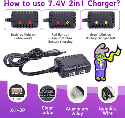 Miniatura 6 de 2S 7.4V 3400mAh con enchufe en T estilo Dean, capacidad recargable, baterías RC aptas para la mayoría de coches y camiones RC escala 1/10, 1/12