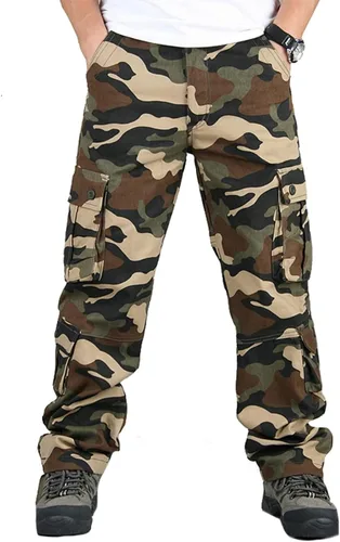 Miniatura 2 de BAYAMO Pantalones cargo para hombre, camuflaje militar, pantalones de fatiga de camuflaje para caza, combate, trabajo, pantalones casuales