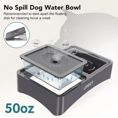 Miniatura 5 de UPSKY Cuencos elevados 3 en 1 para perros, comedero lento, soporte ajustable, dispensador de agua sin derrames, tazón de acero inoxidable para D-3