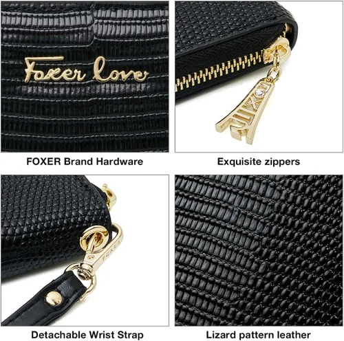 Miniatura 5 de Carteras de embrague para mujer monederos de cuero de vaca divididos con pulsera Negro talla única