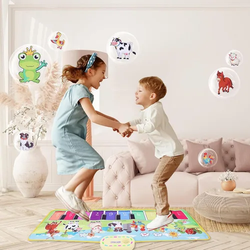 Miniatura 4 de Juguetes para niños pequeños de animales de granja, alfombra de piano para bebés, alfombra de piso musical para niños, teclado de baile educativo