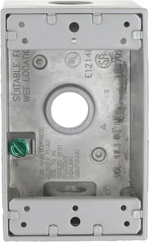 Miniatura 2 de Hubbell-Bell 5320-0 Caja resistente a la intemperie de una sola salida de 3 1/2 pulgadas, gris