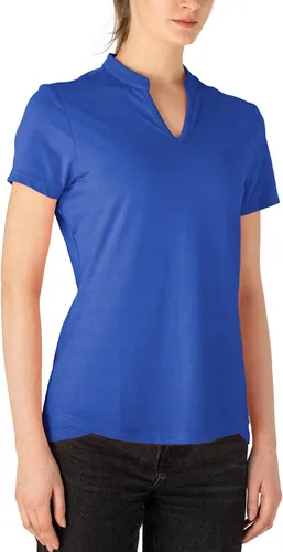 Miniatura 23 de Gopune Polo de golf con cuello en V para mujer, sin cuello, manga corta, ligera, de secado rápido, camisetas de tenis para correr