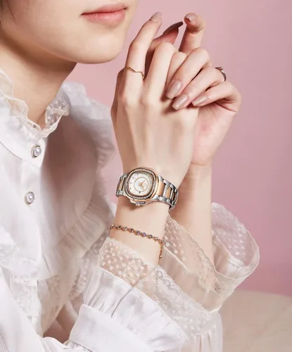 Miniatura 4 de Relojes de mujer Moda Cuadrado Dial Acero Inoxidable Impermeable Fecha Diamante Damas Vestido Relojes de Pulsera