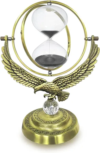 Miniatura 8 de SuLiao Reloj de arena de reloj de arena de 30 minutos: reloj de arena negra de latón antiguo, reloj de arena grande giratorio de 30 minutos, reloj