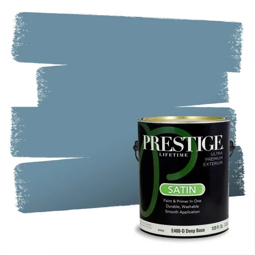 Miniatura 977 de Pintura Exterior + imprimación PRESTIGE, todo-en-uno, 1 galón, acabado mate, color comparable al Valspar* Royal Gray* VS151-Gris real