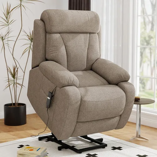 Miniatura 10 de cinkehome Sillón reclinable grande para ancianos, silla reclinable con reposapiés extendido, control remoto, portavasos, bolsillo lateral, forro