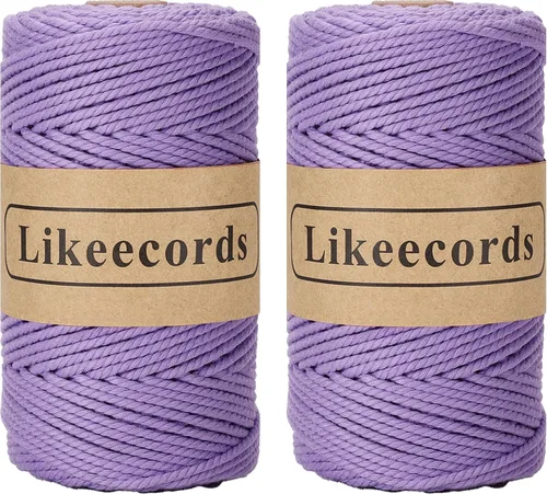 Miniatura 33 de Likeecords Cordón de algodón para macramé de 3mm x 100 metros, hilo torcido de 3 hebras, cuerda de macramé, hilo de algodón para macramé, cuerda