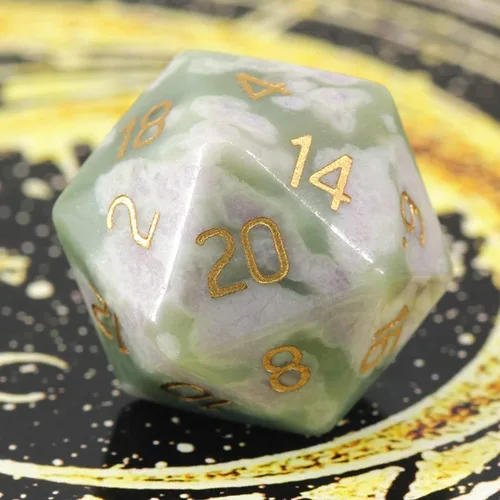 Miniatura 3 de Dados poliédricos DND de piedras preciosas de jade auspicioso natural, dados de juego de rol para juegos de mesa TRPG juegos de mazmorras y dragones