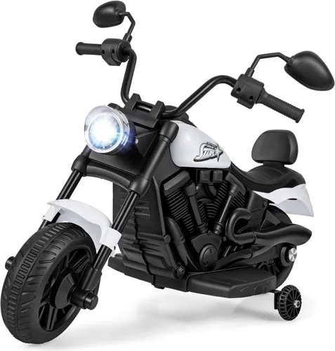 Miniatura 11 de Costzon Motocicleta para niños pequeños, motocicleta eléctrica de 6 V con ruedas de entrenamiento desmontables, arranque suave, faros delanteros