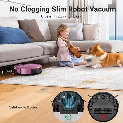 Miniatura 5 de MBYULO Robot que aspira y trapea, 5000 Pa de succión, 650 mL, robot 2 en 1 que aspira y trapea, con programador, WiFi/Alexa/App, robot aspirador