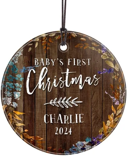Miniatura 15 de Baby's First Christmas 2025 - Impresión de cristal colgante – Personalizar con año y foto – Diseño minimalista – Impresiones Starfire de 3.5