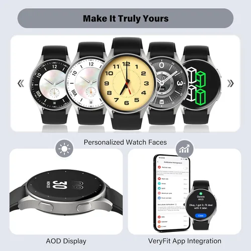 Miniatura 8 de Reloj inteligente para hombres y mujeres (respuesta/hacer llamadas) – AMOLED de 1.32 pulgadas negro mate rastreador de actividad con GPS y Alexa