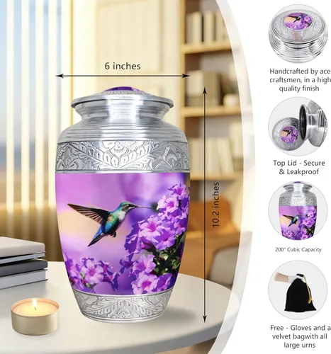 Miniatura 2 de M MEILINXU Urna para cenizas para mujeres y hombres, urnas de cremación para cenizas humanas, mujeres y hombres, decoración funeraria, urna grabada