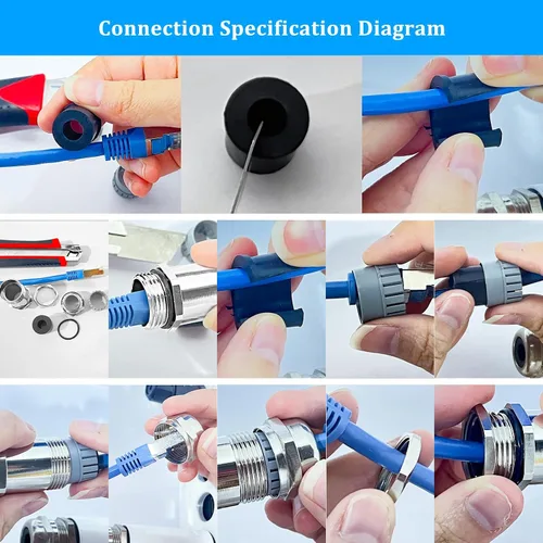Miniatura 6 de PROCET M22 - Prensaestopas de cable de acero inoxidable impermeable de nailon impermeable, alivio de tensión ajustable de 0.315 in, prensaestopas