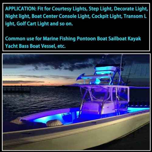 Miniatura 6 de Shangyuan Luces marinas: 6 luces interiores LED impermeables para yate, barco de pesca, kayak y más, 12 V Azul