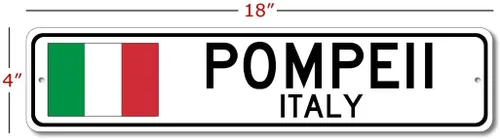 Miniatura 2 de Pompeya, Italia - Letrero de bandera italiana - Letrero de metal novedoso para decoración del hogar, decoración de pared de restaurante italiano