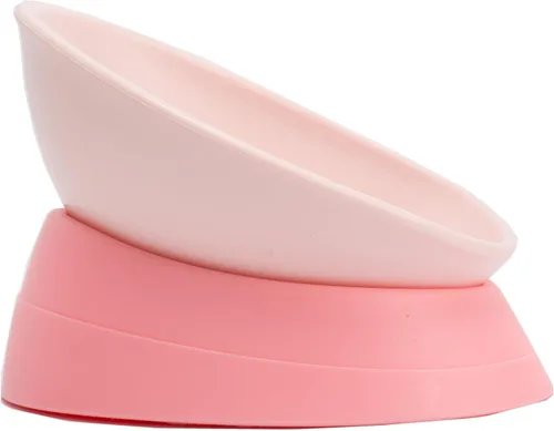 Tazón Bulldog Antideslizante para Perros y Gatos Detachable de Goma Tazón para Mascotas Esterilizado Comedero Inclinable para Mascotas con Base Rosa