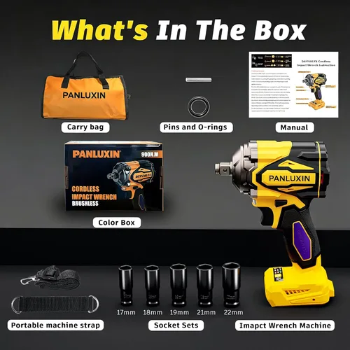 Miniatura 6 de Llave de impacto inalámbrica para batería DeWalt 20V, llave de impacto de potencia de 1/2 pulgada, pistola de impacto eléctrica sin escobillas