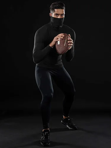 Miniatura 5 de DRSKIN 2 or 1 Pack Men's MASK Turtleneck Compression Shirts Top Long Sleeve Sports Baselayer Running Thermal Athletic Workout