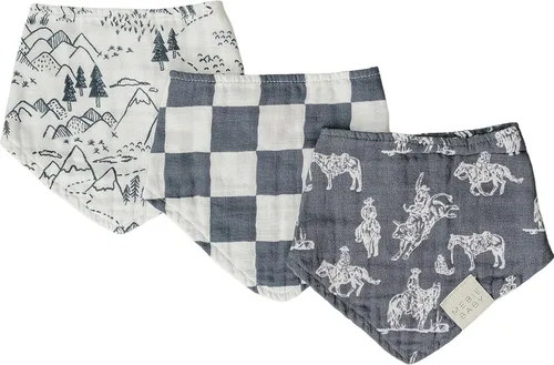 Miniatura 6 de Mebie Baby Babero de muselina de algodón, paquete de 3 baberos para eructos, escupir, baberos, baberos bandana para bebé niño o niña