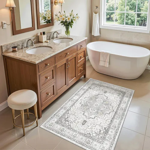 Miniatura 796 de Madane Tapete lavable de 2 x 10 pies para pasillo, cocina, recibidor, clásico, suave, antideslizante para interiores, casa de campo, baño, sala