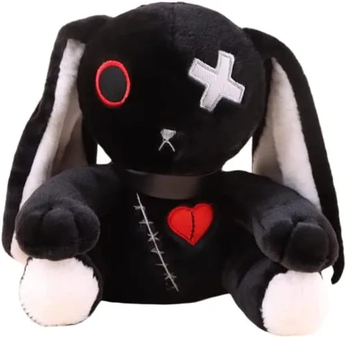 Miniatura 7 de Muñeca de conejo de peluche, juguete de peluche loco, animal de peluche de conejo aterrador de Halloween con orejas largas de pie, adecuado