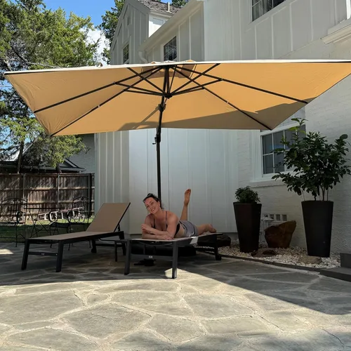 Miniatura 71 de PURPLE LEAF Sombrilla de Patio de 8 Pies para Exteriores Sombrilla Cantilever Cuadrada de Aluminio Sombrilla Offset con Rotación de 360 Grados