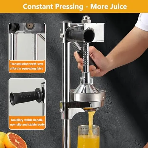 Miniatura 2 de Exprimidor manual de cítricos, extractor de jugo de prensa manual para limón, granada, naranja, procesador de alimentos con placa de filtro y mango