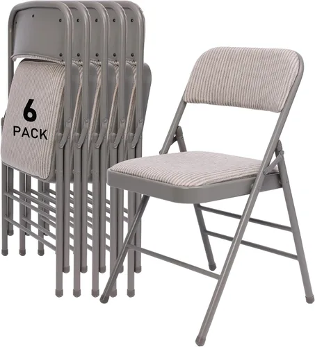 Miniatura 24 de SEALAMB Paquete de 4 sillas plegables con asiento cómodo, marco de metal resistente, sillas apilables portátiles para bodas, fiestas, oficina