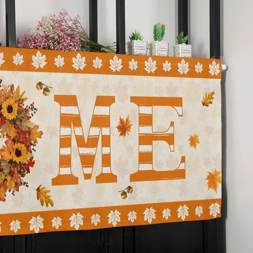 Miniatura 7 de Autumn Home - Cortina de cenefas para cocina, cafetería, corona de hojas de arce, cenefa de ventana de hojas de otoño, 1 panel de cortinas cortas