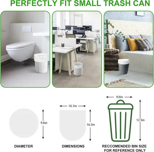 Miniatura 2 de Pequeñas bolsas de basura compostables – Mini bolsa de basura biodegradable de 1.2 galones, sin fragancia y fácil desgarre, a granel, forros