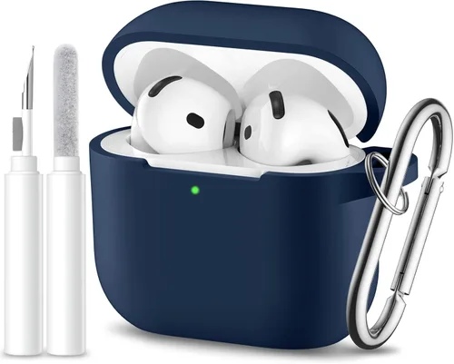 Miniatura 12 de Funda protectora completa de silicona suave para AirPods 4 con llavero y kit de limpieza, compatible con Apple Airpods 4 para mujeres y hombres