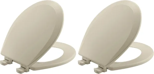 Miniatura 15 de Bemis 1500EC 146 - Asiento de inodoro con bisagras Fácil Limpia & Cambia, madera esmaltada duradera y anodizada, diseño alargado, color almendra