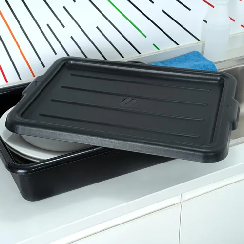 Miniatura 4 de Restaurantware - Solo tapa: RW Clean 23.2 pulgadas x 16.9 pulgadas, 1 tapa a presión para caja de autobús - Con asas, tapa de plástico negro