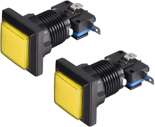 Miniatura 4 de uxcell Botón pulsador de juego 34x34 cuadrado 12V LED iluminado interruptor de botón con micro interruptor para videojuegos arcade azul 2 unids